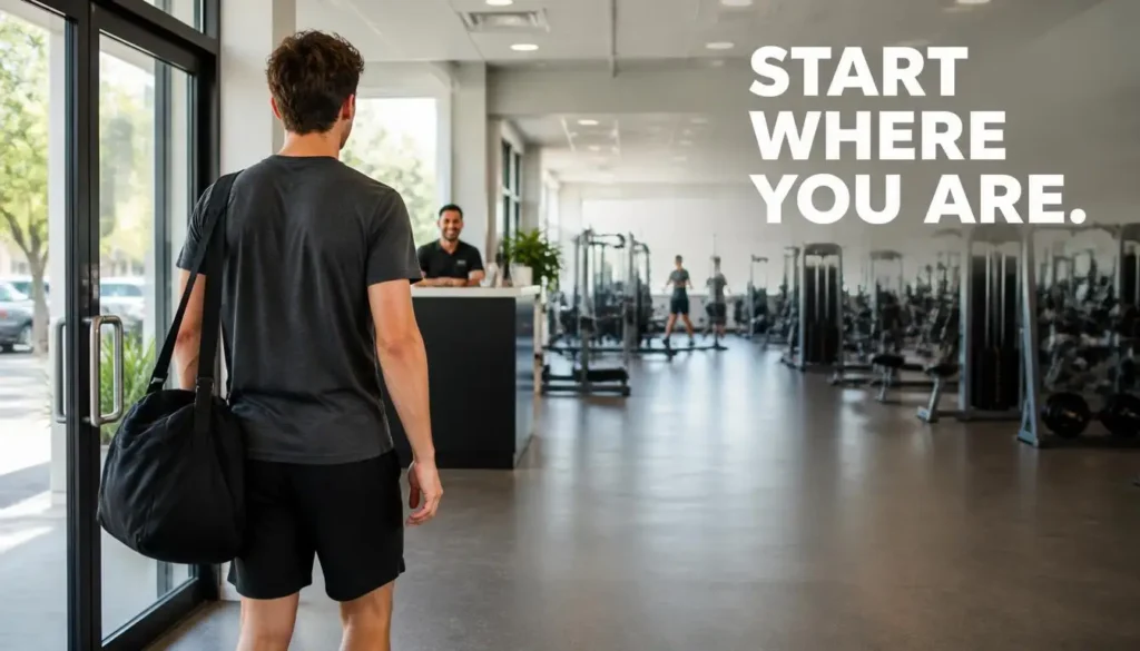 Gym beginner motivation quote for starting a fitness journey