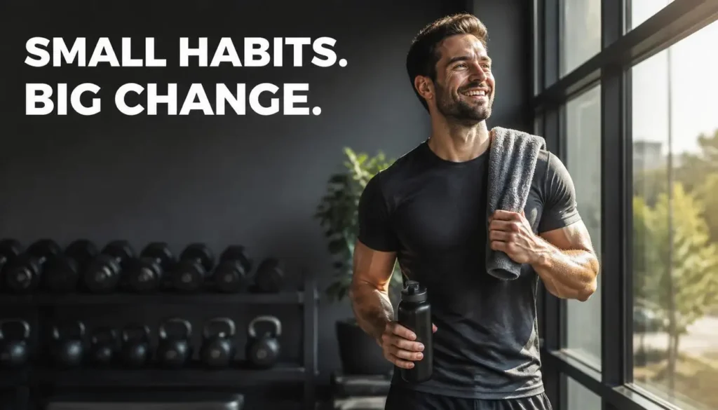 Weight loss motivation quote about small habits and fitness progress