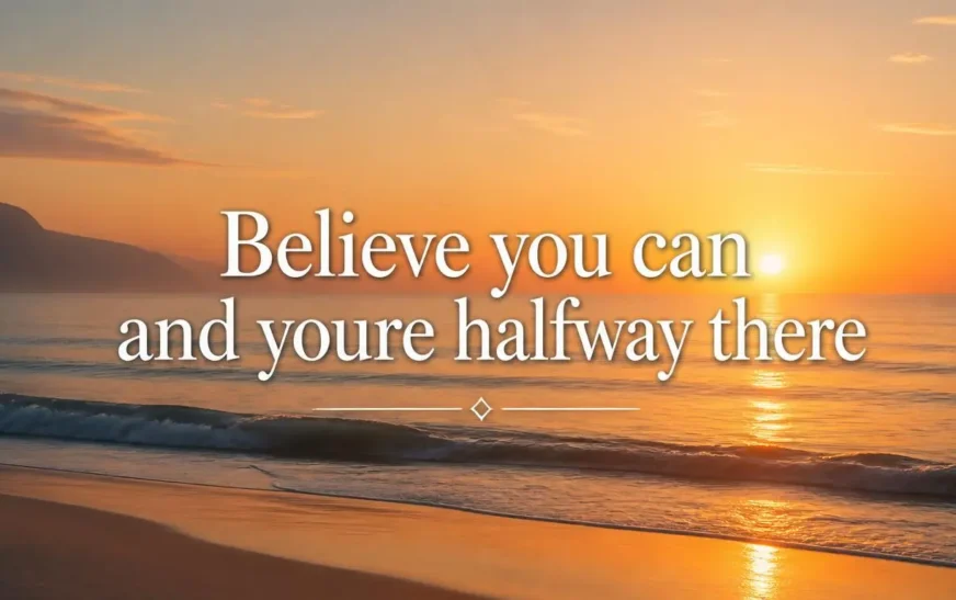 Short motivation quotes hero image with sunrise background and Believe you can quote