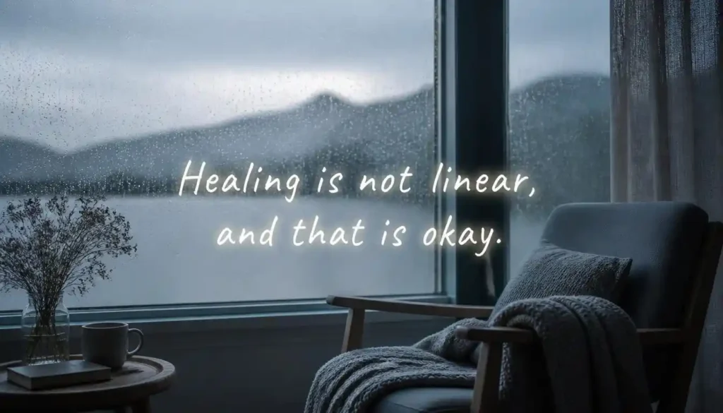 Healing is not linear and that is okay – motivational quote after breakup