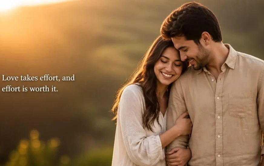 Love takes effort, and effort is worth it – motivation quote for love with happy couple
